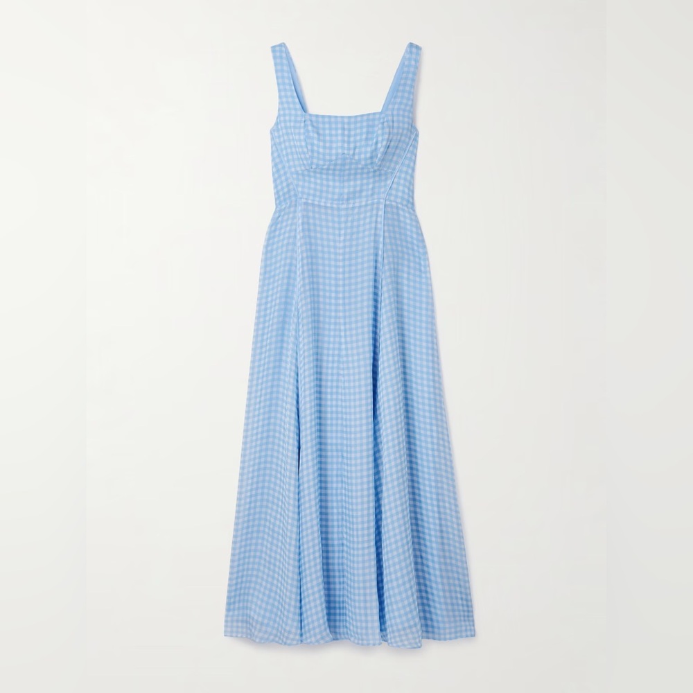 La Ligne Light Blue Gingham Maxi Dress - Picture 4 of 11
